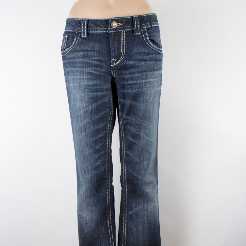 MEK Buckle Guercif Easy Boot 29 (31 X 34) Women’s Denim Jeans Medium Wash